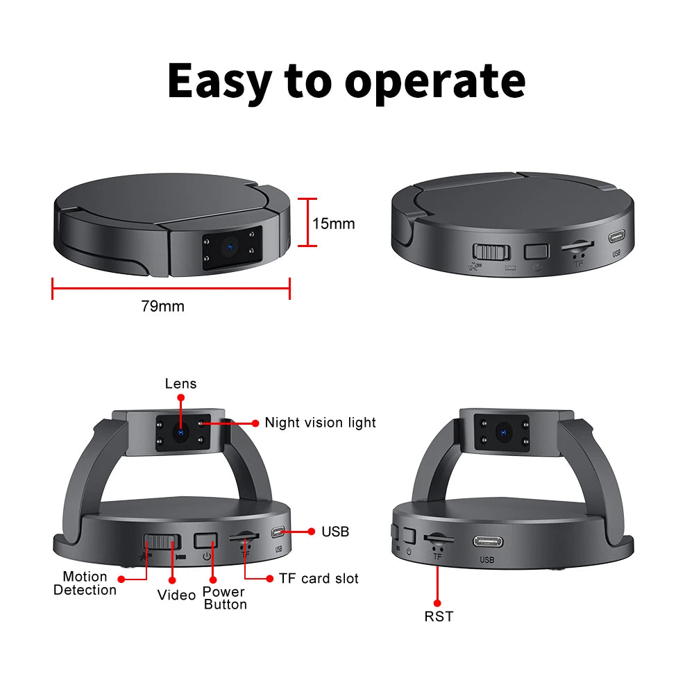 Mini Spy Camera 1080P - Portable, Motion Detection, 10-Hour Battery Life, No WiFi Needed