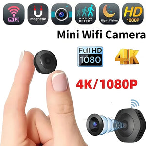 4K HD Mini Wireless Camera - Portable Night Vision Camcorder with Wifi Remote Monitoring & Voice Recording