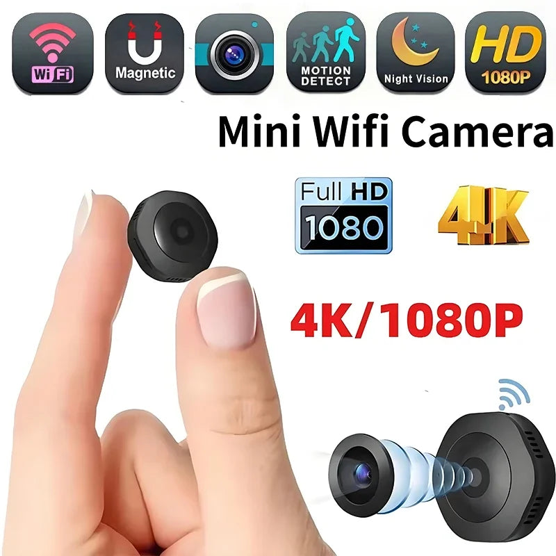 4K HD Mini Wireless Camera - Portable Night Vision Camcorder with Wifi Remote Monitoring & Voice Recording