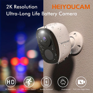 Wireless Outdoor Security Camera 2K 3MP Battery Powered WiFi with Spotlight Siren & 2-Way Audio, Waterproof