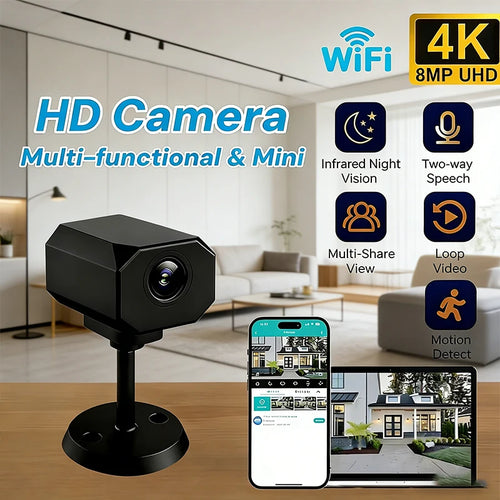 4K Ultra HD Mini WiFi Security Camera - Smart Indoor IP Surveillance with APP Monitoring, Portable & Ready for Your Home! - Camshield Hub