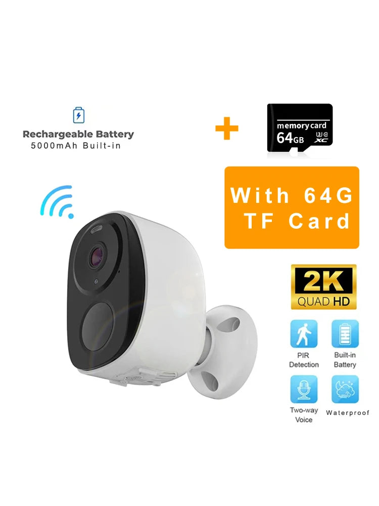 Wireless Outdoor Security Camera 2K 3MP Battery Powered WiFi with Spotlight Siren & 2-Way Audio, Waterproof