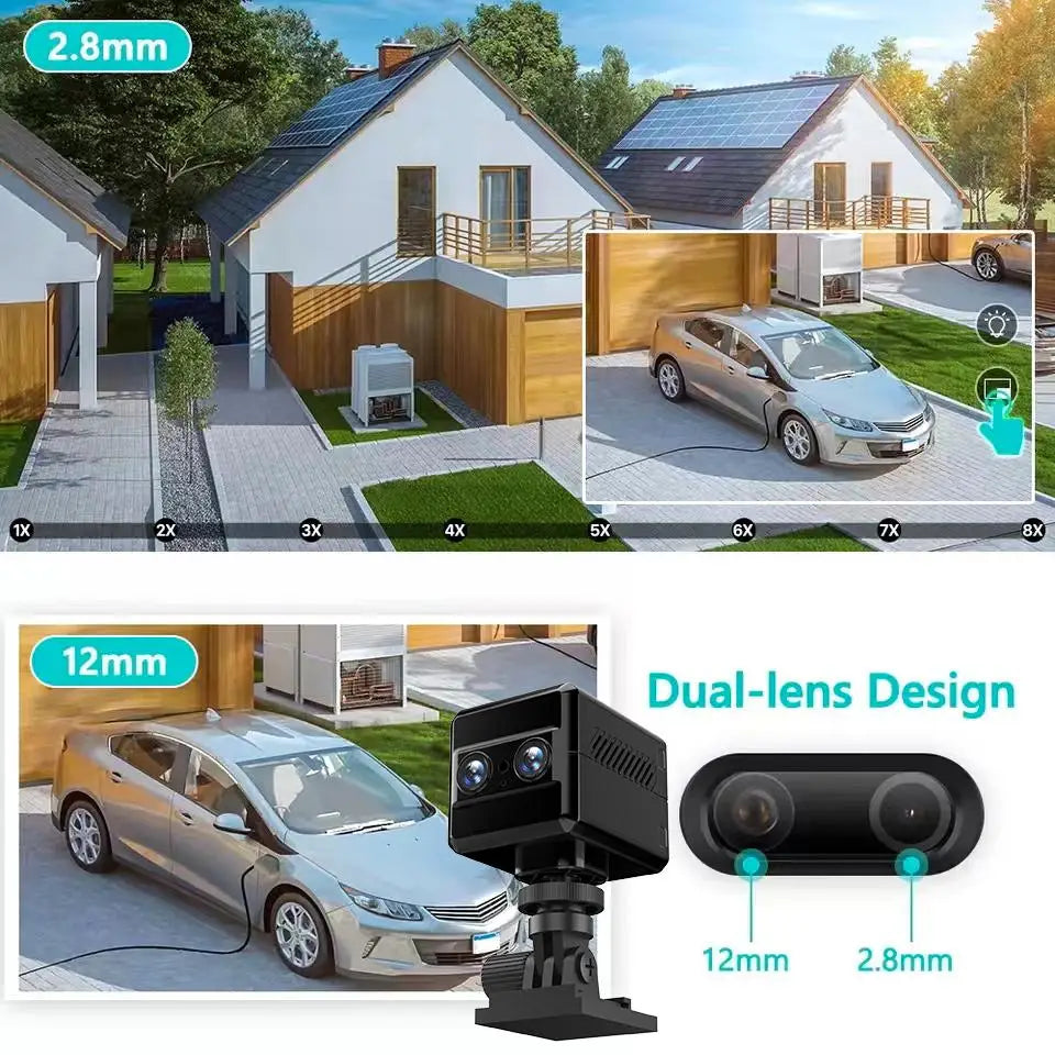4K UHD Mini Security Camera with 8X Dual-Lens, Night Vision, and 4000mAh Low Power PIR Human Detection - OKAM Pro - Camshield Hub