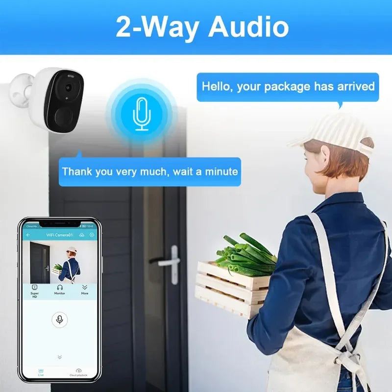 Wireless Outdoor Security Camera 2K 3MP Battery Powered WiFi with Spotlight Siren & 2-Way Audio, Waterproof - Camshield Hub