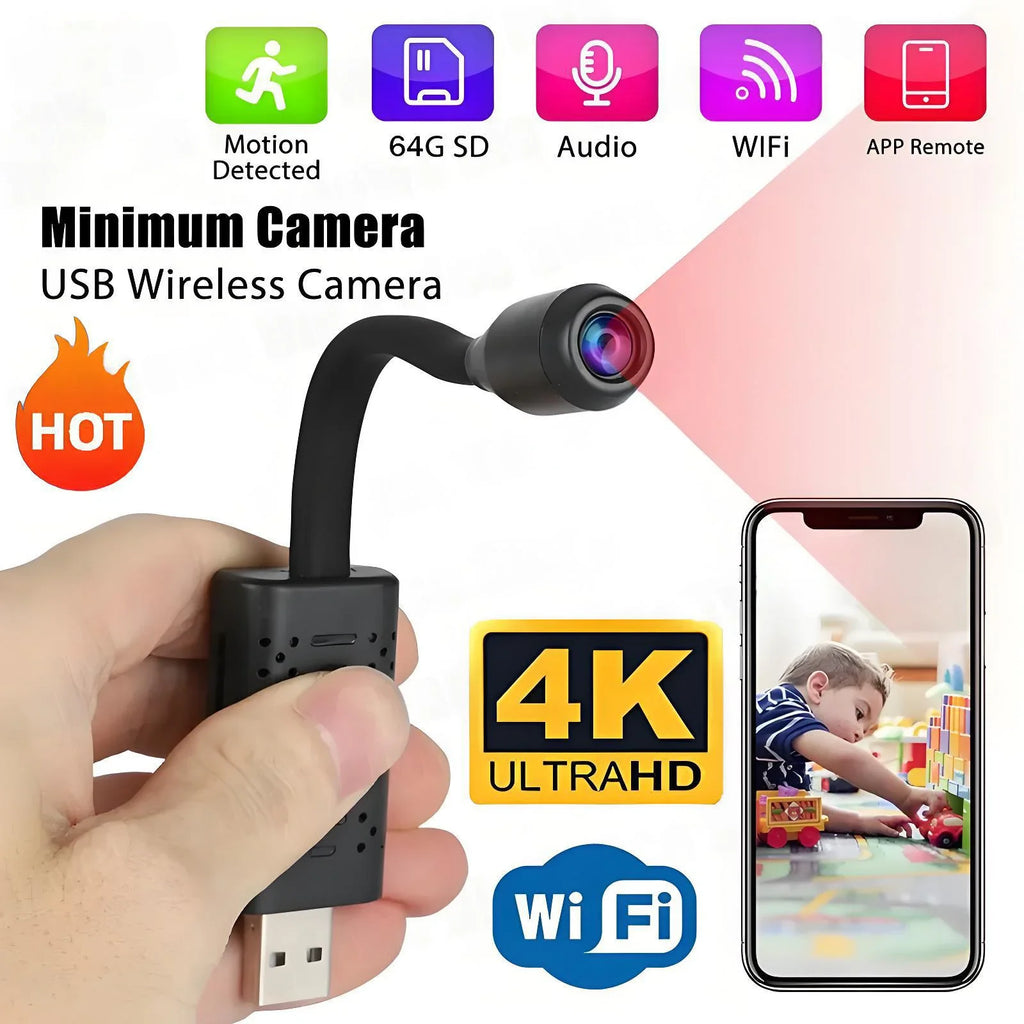 Mini 4K WiFi Security Camera with Flexible Lens & Motion Detection – Secure Your Home Today! - Camshield Hub