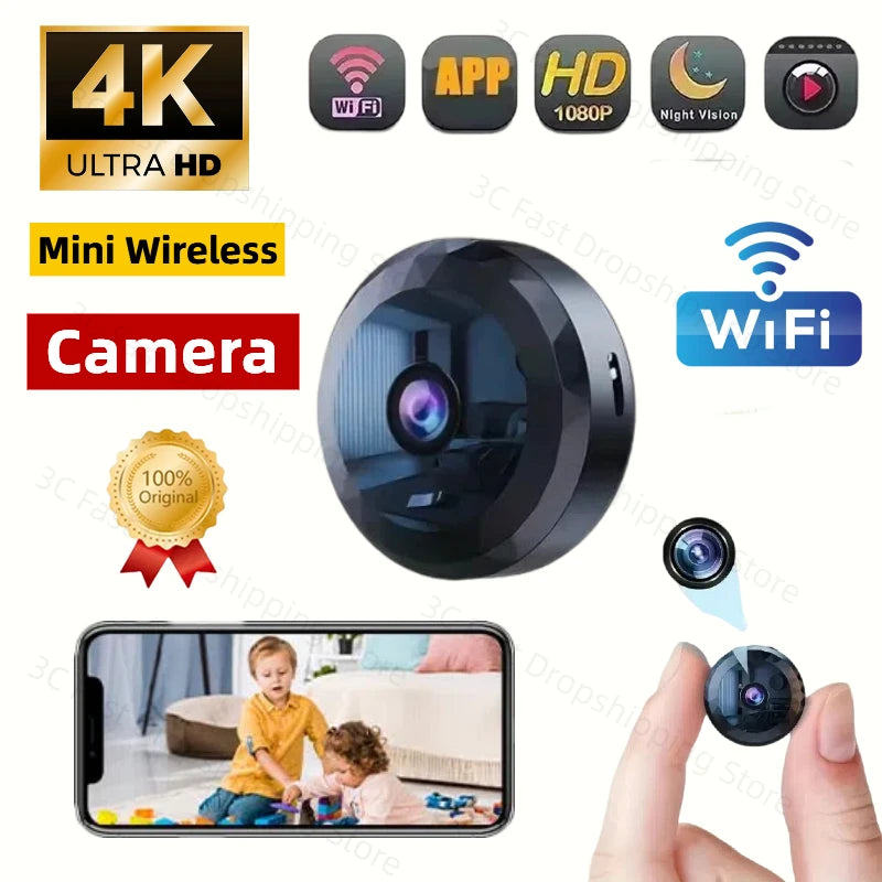 4K Wireless Security Camera - Mini WiFi Baby Monitor with HD Video, Voice Surveillance, Night Vision, and Protection Features 2026